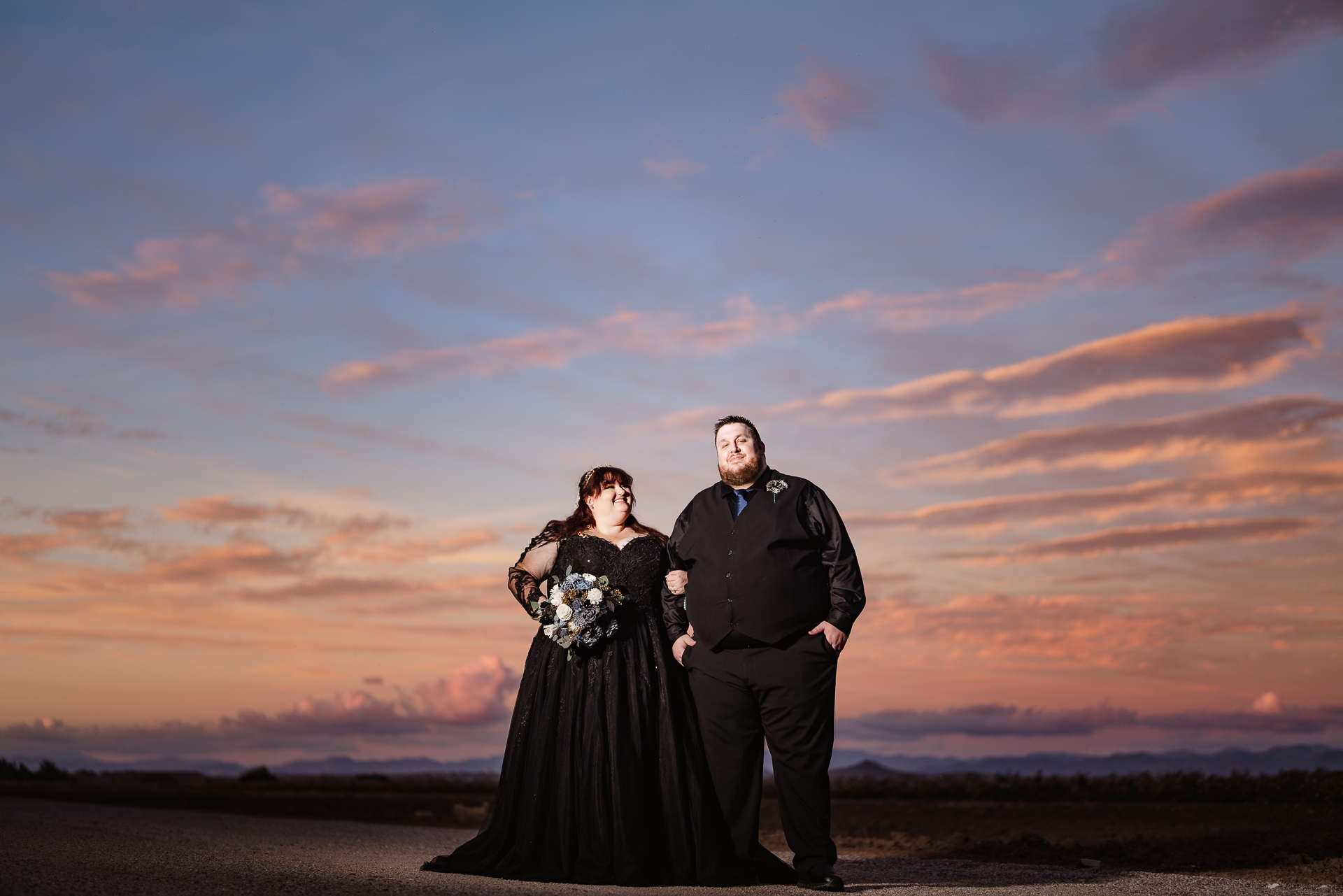 Rustic Wedding with Black Dress at Windmill Winery in Florence, AZ